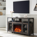 Light Rustic Oak Fireplace TV Stand for 65 inch TV E71204