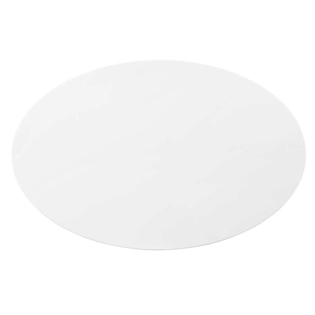 Oval Wood Metal Gold White Dining Table J312770