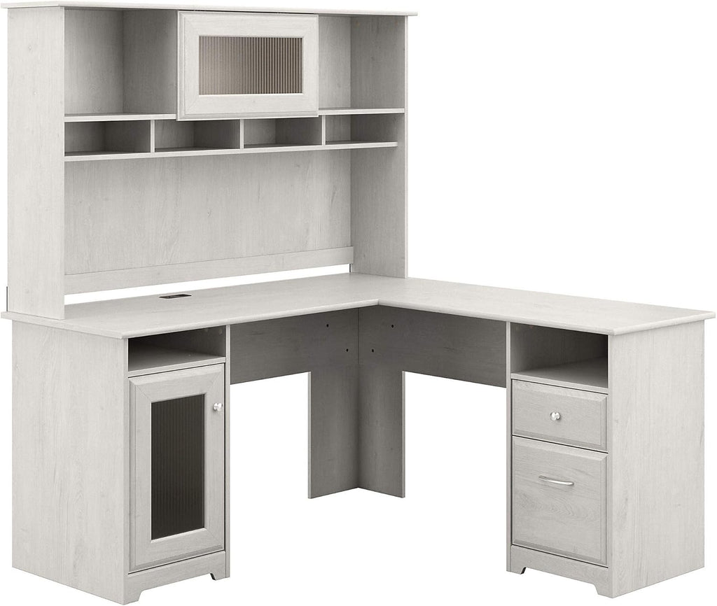 L Shaped Computer Desk with Hutch, 60W, Ash Gray D826649