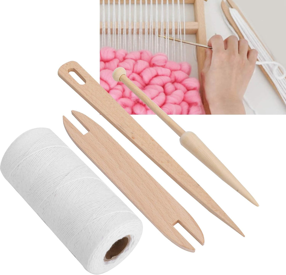 Cotton Rug Yarn with Wooden Shuttle Stick Rod V536603