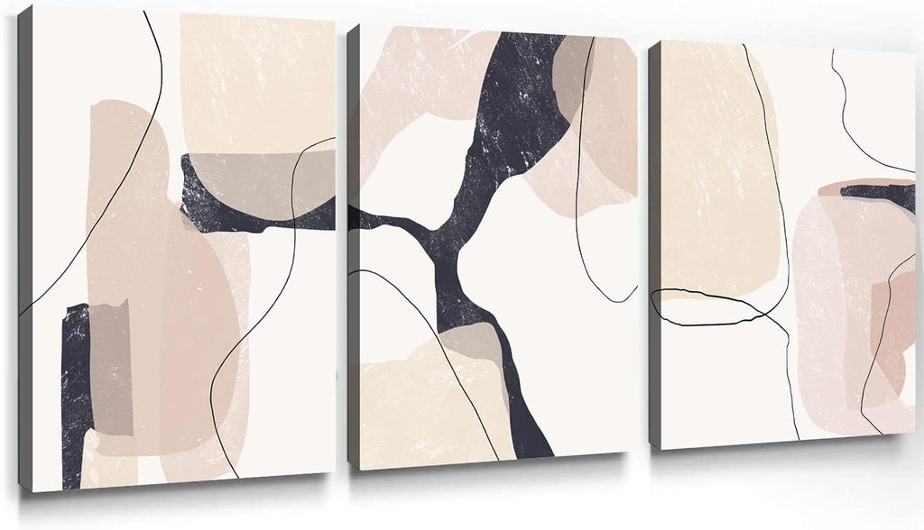 Beige Abstract Canvas Wall Art 20x28inchx3pcs No Frame A68741