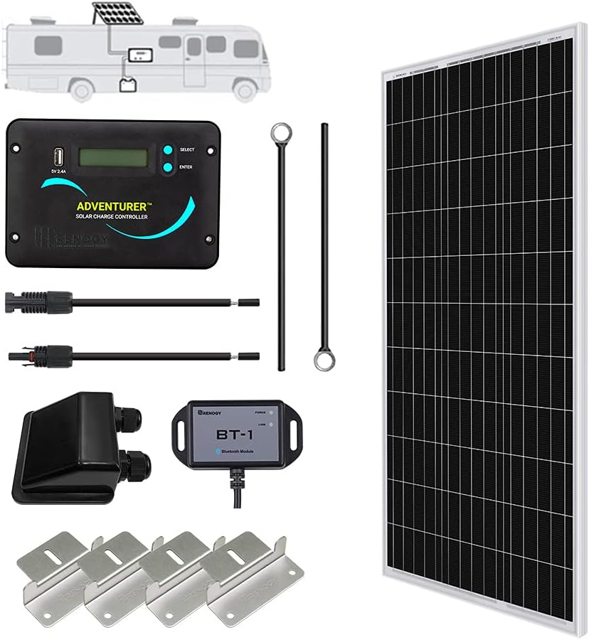 100 Watts 12 Volts Monocrystalline Solar RV Kit with 30A PWM Charge Controller Y9754
