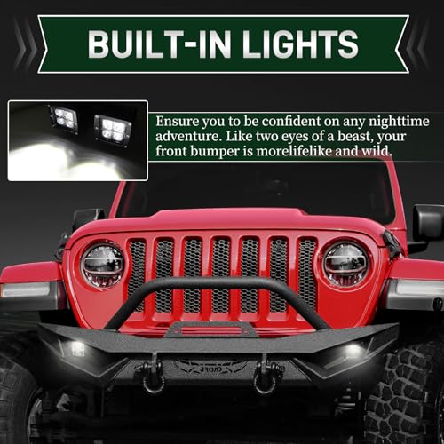 Front Bumper with LED Lights, 2 x D-Rings, Winch Plate H88874