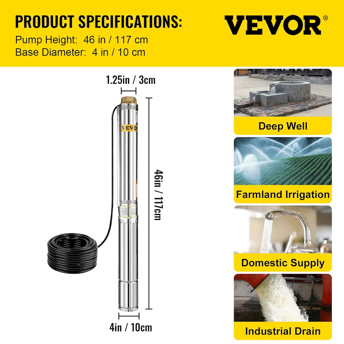 2 HP 220V Stainless Steel Submersible Well Pump N7820