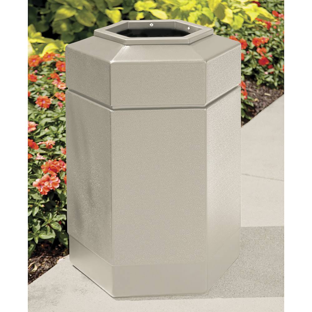 Beige 30-Gallon Hex Waste Container X4433