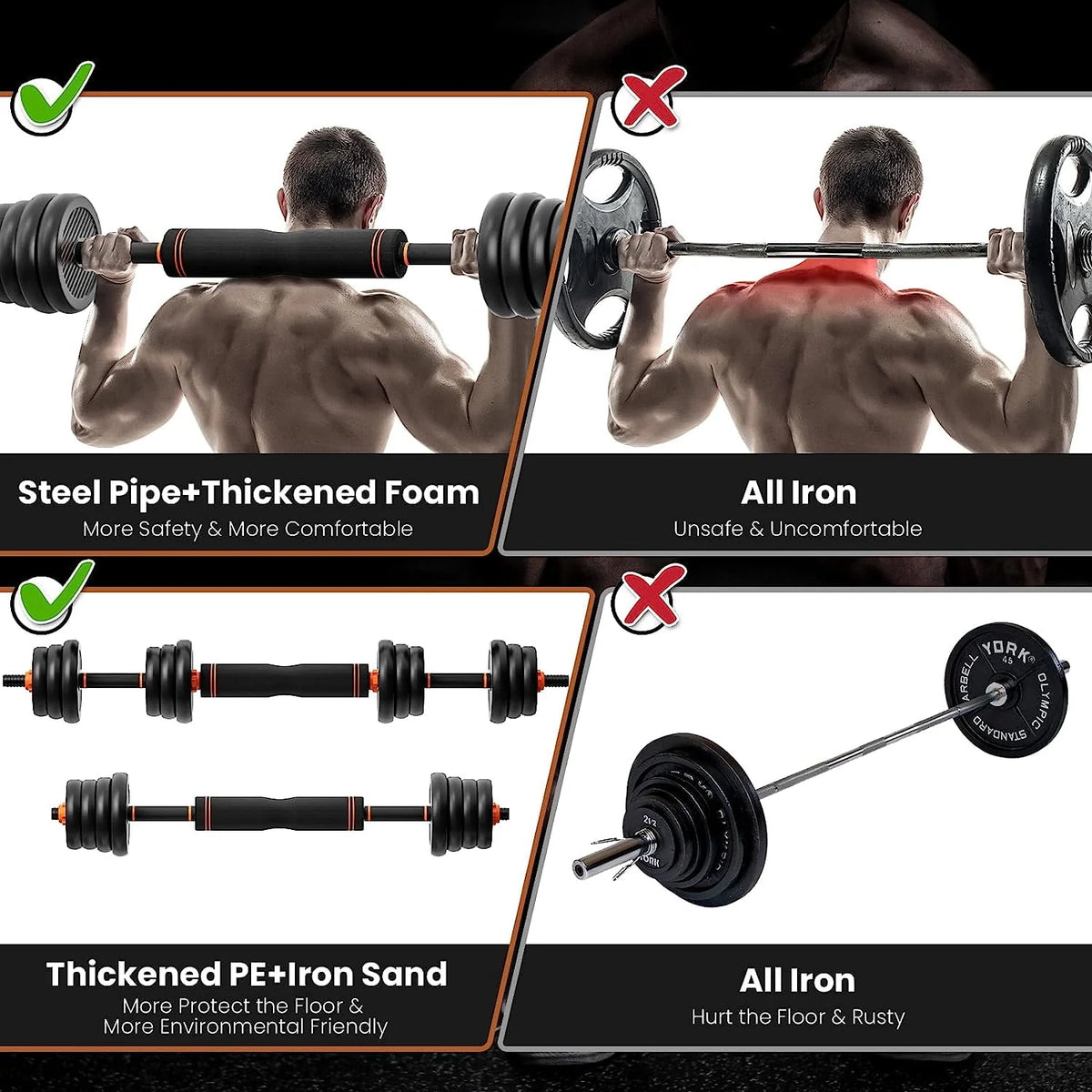 77 lbs Adjustable Dumbbell Set Black I91516