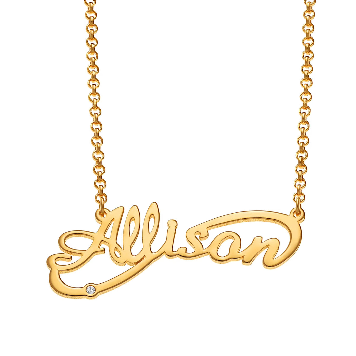 Sterling Silver Script Nameplate Infinity Necklace with Diamond Accent O179700