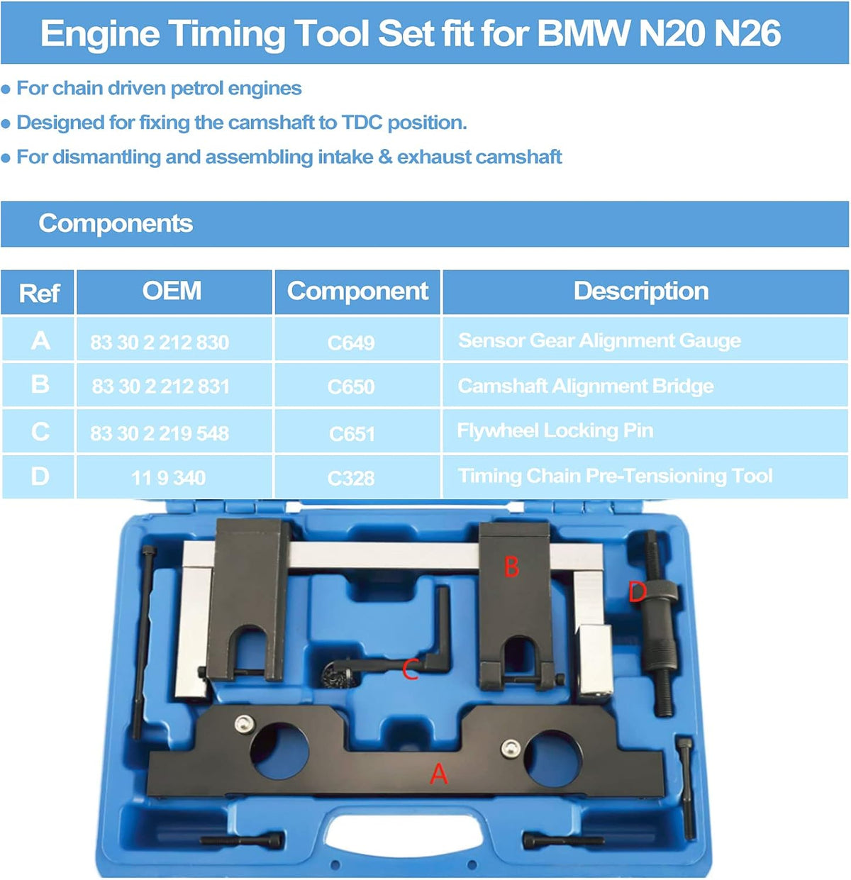 Vanos Camshaft Engine Locking Alignment Timing Tool Set Pack of 2 H68014