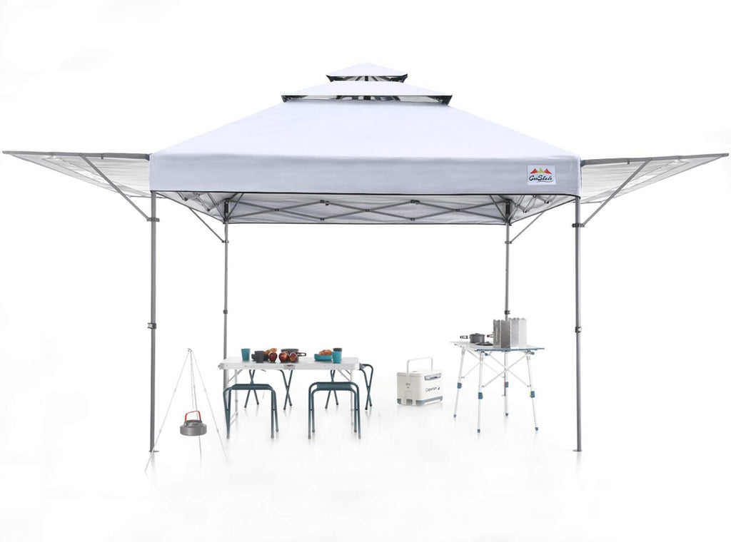 10x17 Instant Pop Up Canopy Tent with Ventilation and Adjustable Dual Half Awnings Black I743680