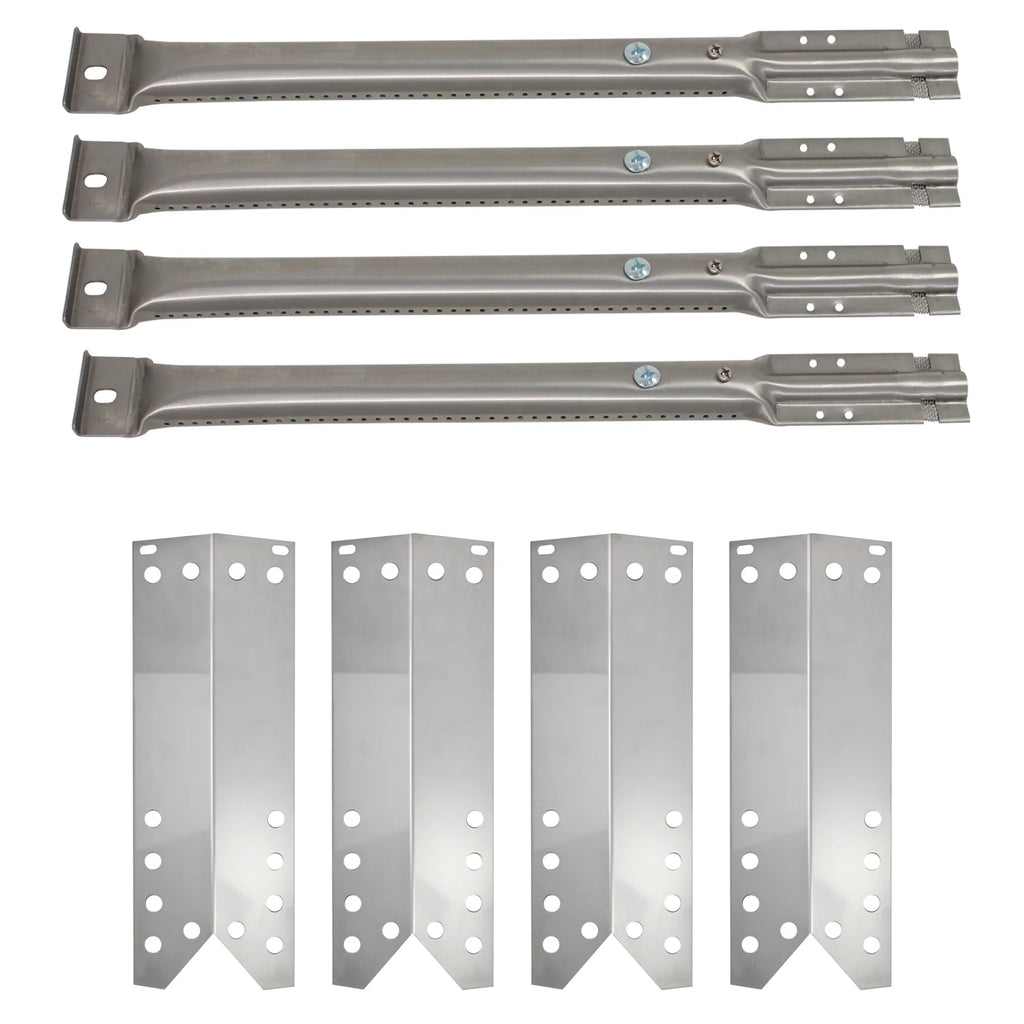 4-Pack Stainless Steel BBQ Gas Grill Tube Burner & Heat Shield Plate Replacement Parts J878