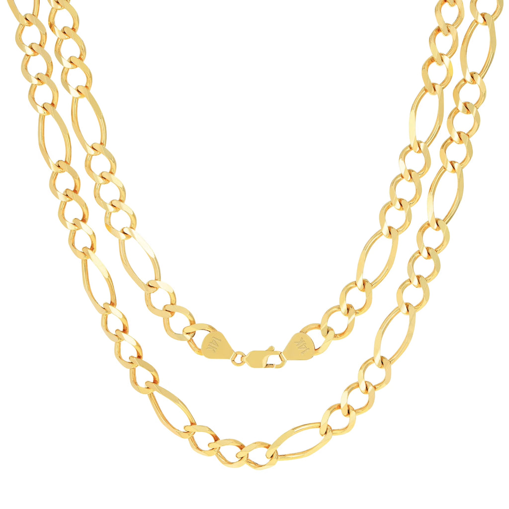 14k Yellow Gold Solid Figaro Chain Link Necklace 18" - 30" N3821