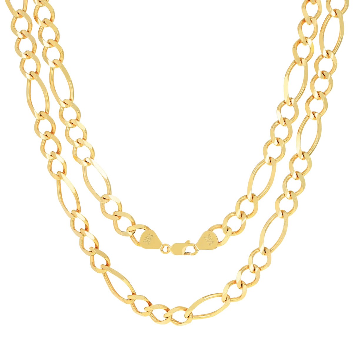 14k Yellow Gold Solid Figaro Chain Link Necklace 18" - 30" N3821