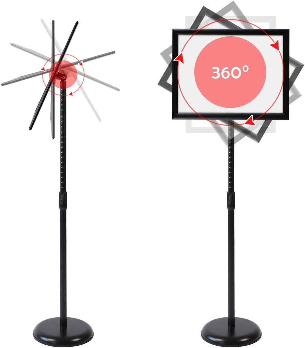 Black Pack of 2 Adjustable Aluminum Floor Standing Sign Holder D60075