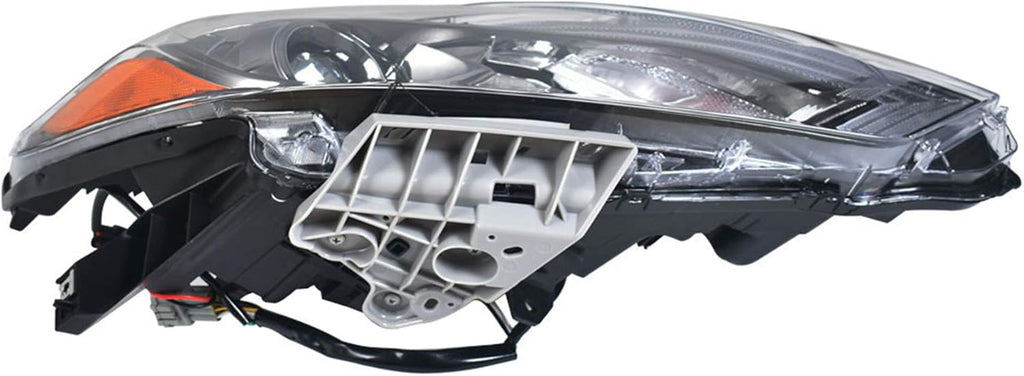Replacement Halogen Headlight Assembly for 2016 2017 2018 Nissan Altima Black Bezel Chrome Style Right Passenger Side I6683
