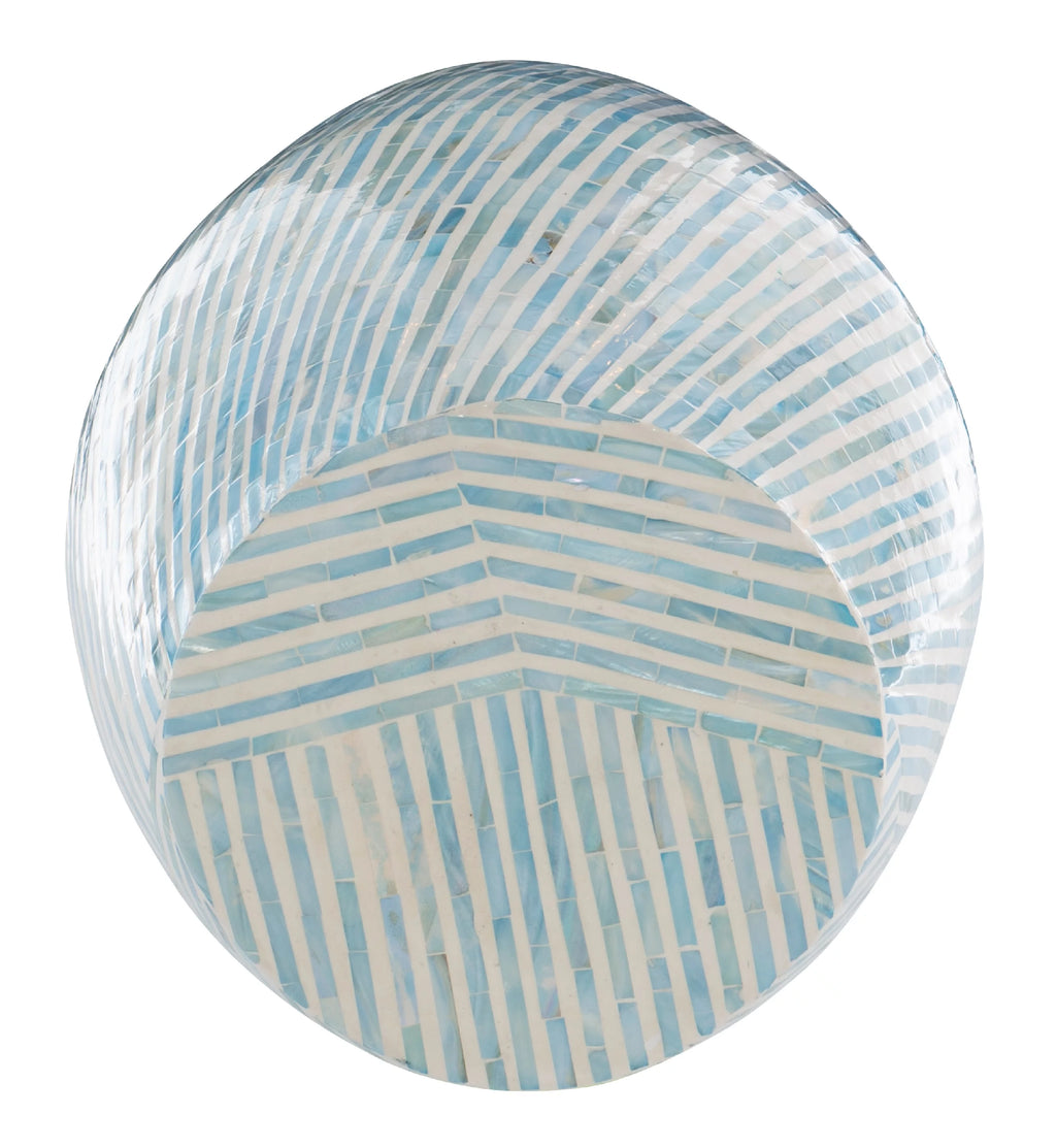 Blue White Capiz Shell Accent Table K345835