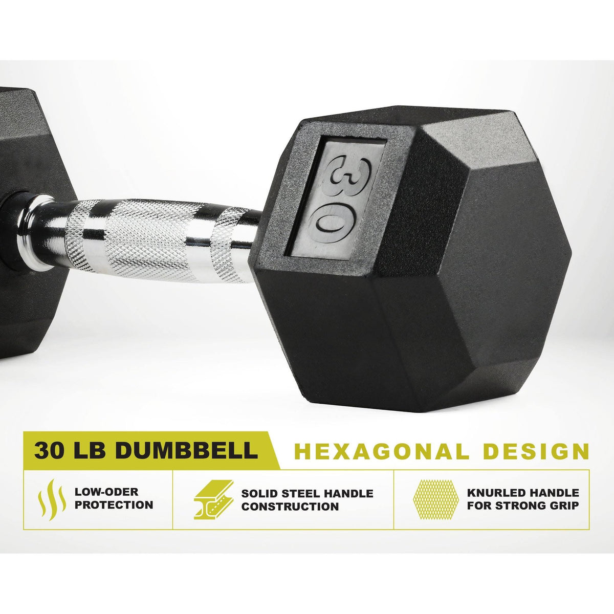 30 lbs Pair Rubber Encased Hex Dumbbell T413579