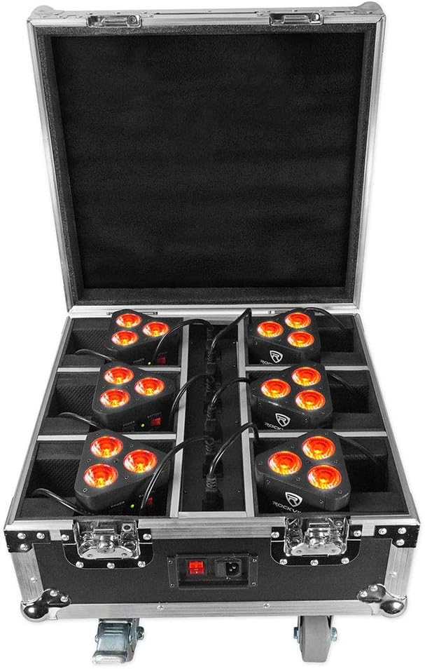 54w RGBWA+UV Rechargeable Battery Wireless DMX Par Light T6425