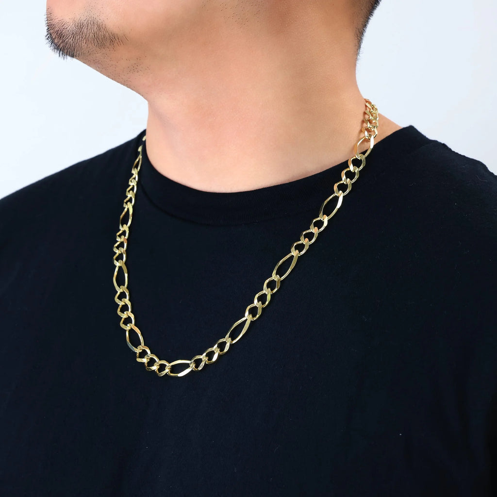 14k Yellow Gold Solid Figaro Chain Link Necklace 18" - 30" N3821