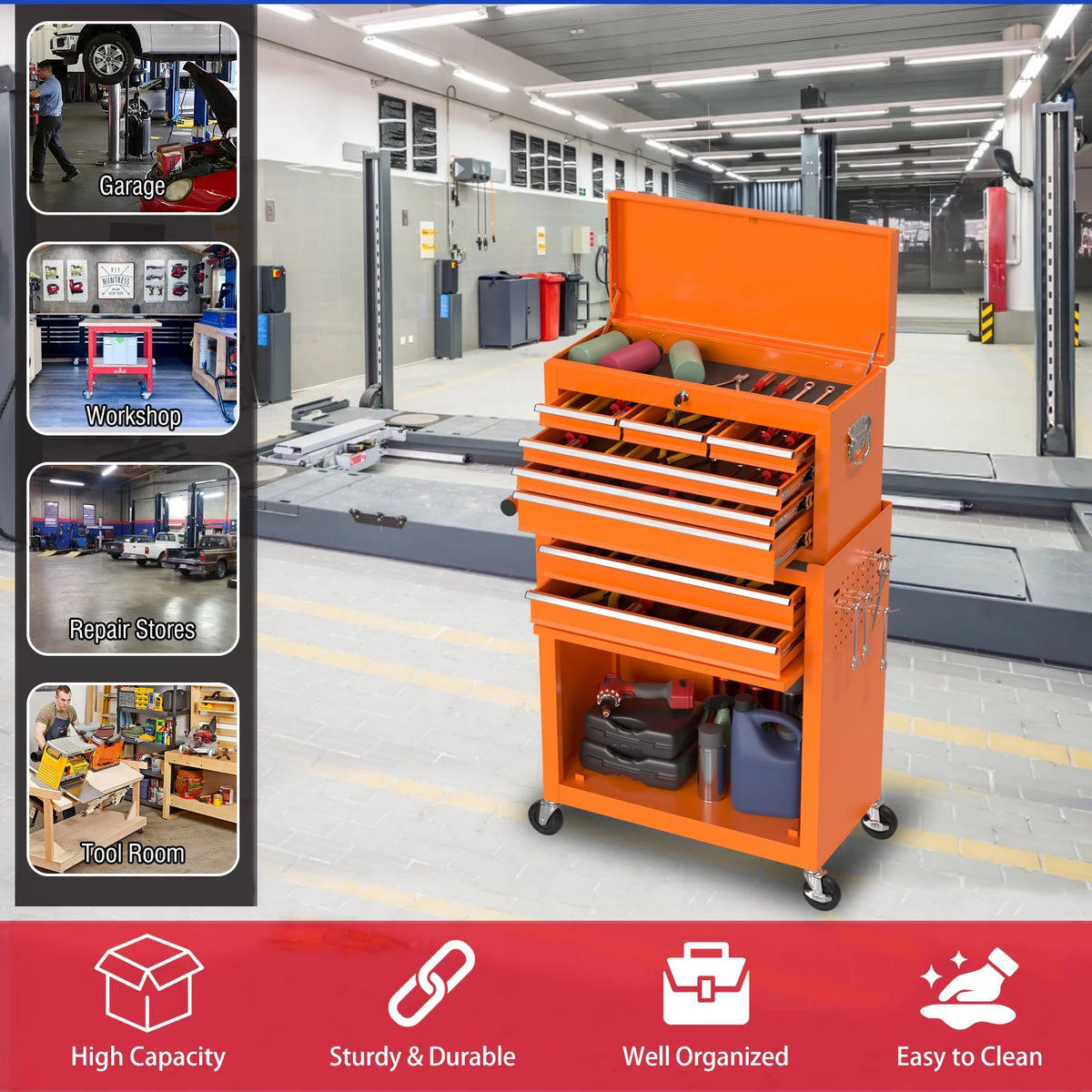 8 Drawer Rolling Tool Chest with Wheels G541