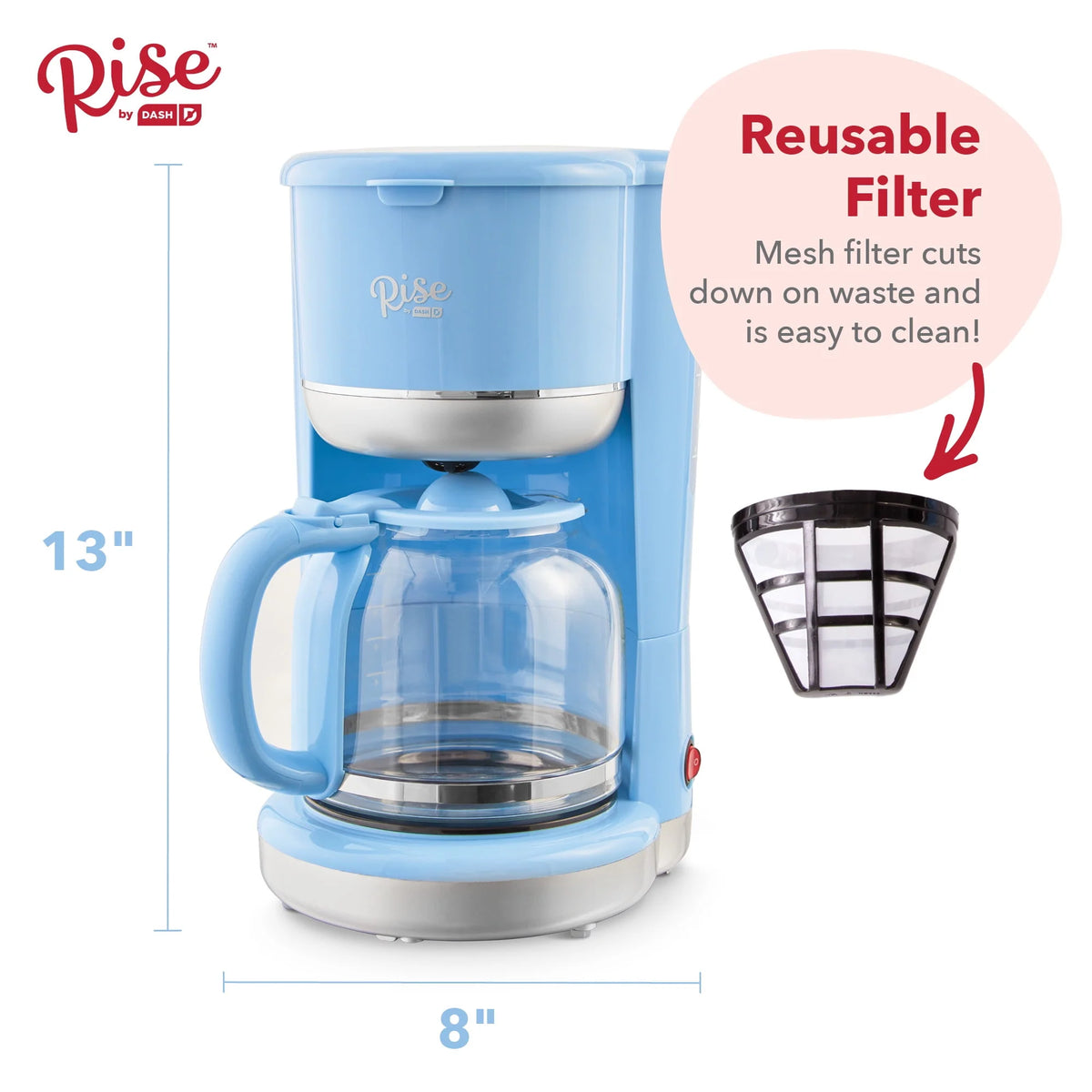 Blue 10 Cups Glass Carafe Drip Coffee Maker L9503