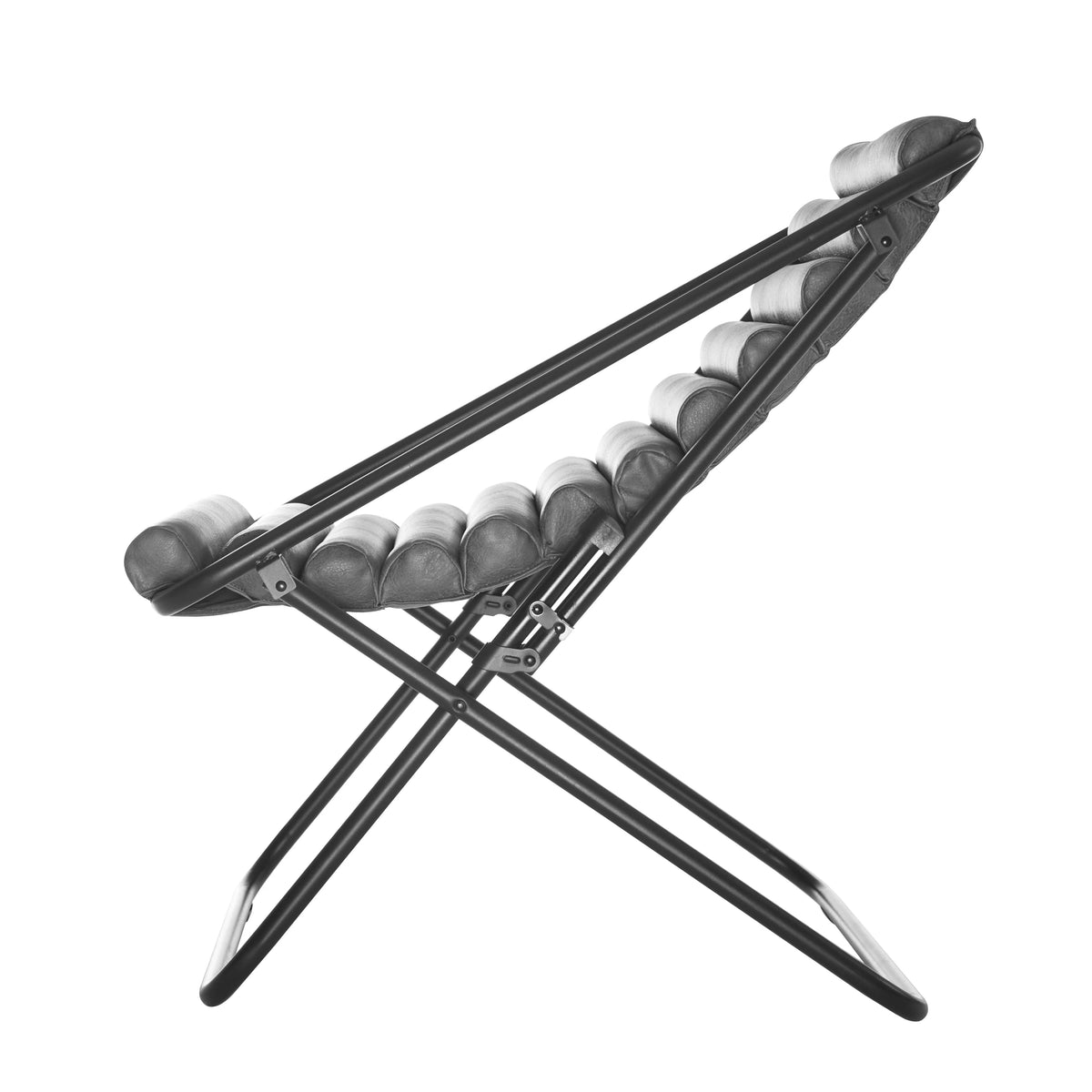 Ribbed Folding Sling Lounge Chair, Grey S4311