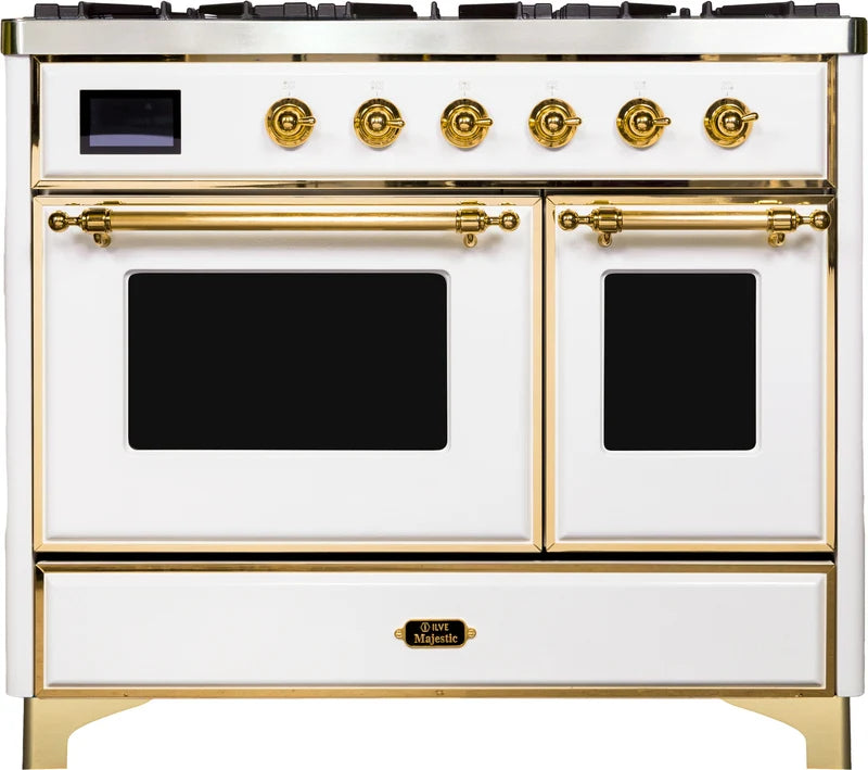White Dual Fuel Propane Gas Range with Brass Trim R903