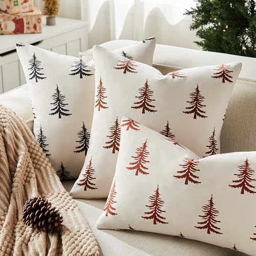 Cotton Christmas Pillow Covers Set of 2, 18x18 Inch Green Q757551