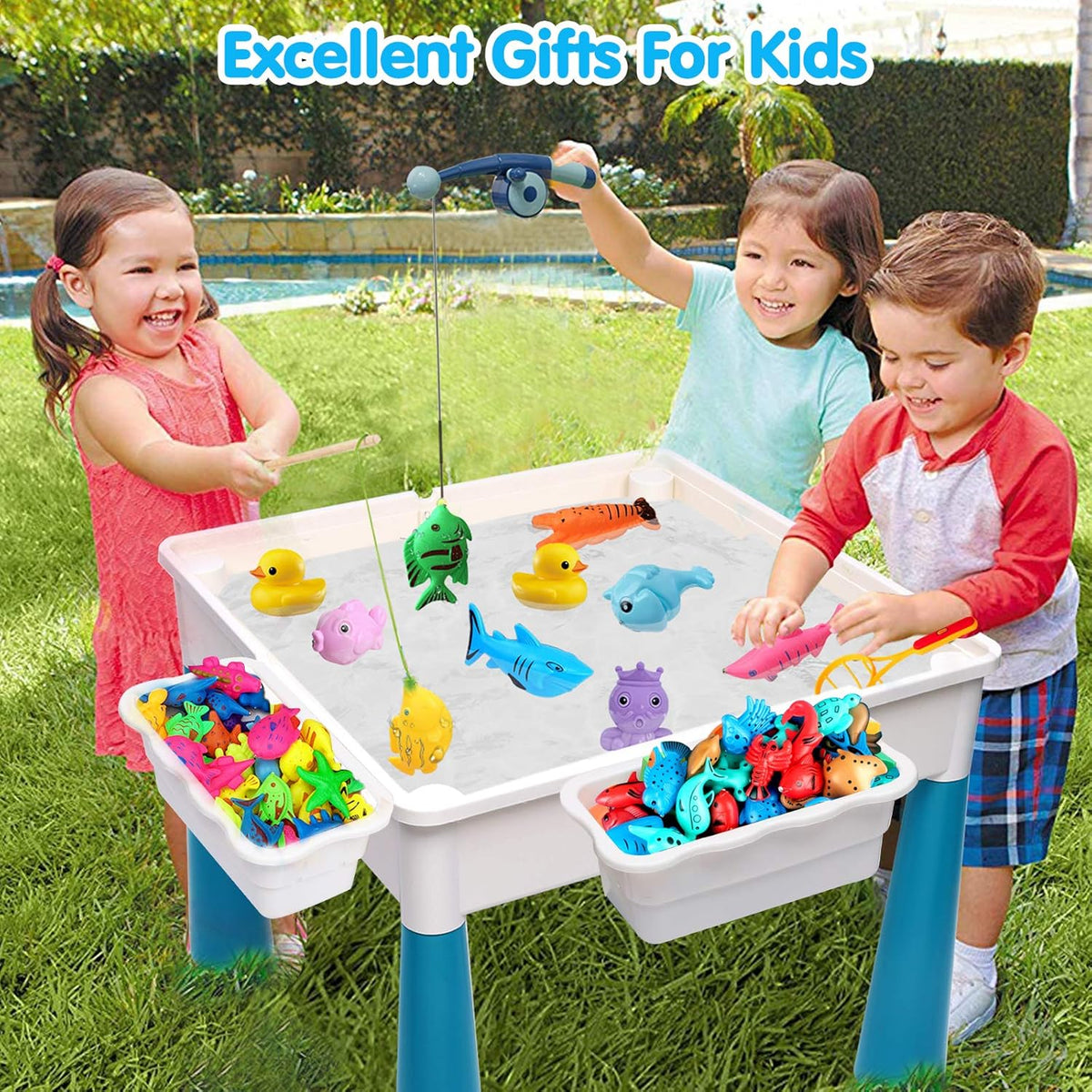 Kids Activity Table and Chair Set with 152Pcs Marble Run Building Blocks Water Table Sand Table STEM Toys P84524
