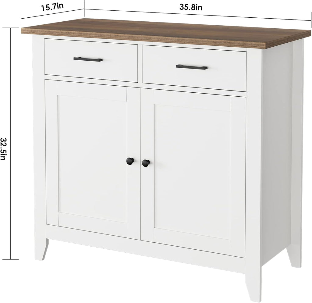 Ivory White Kitchen Storage Cabinet with Drawers and Doors T5269