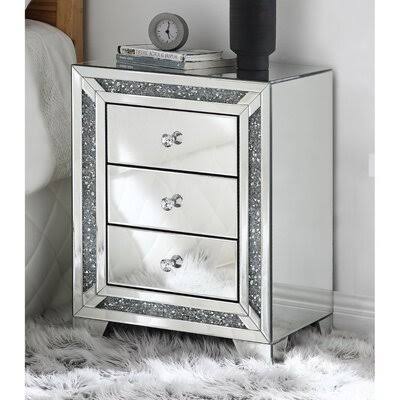 3 Drawer Glass Nightstand L40139