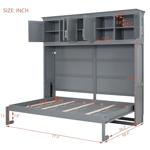Full Size Murphy Bed with Top Cabinets and Pneumatic Lift F29950