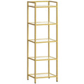 5-Tier Gold Bookcase with Tempered Glass Shelves C30335