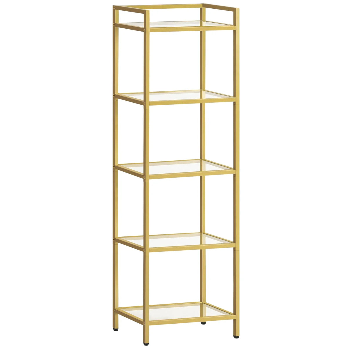 5-Tier Gold Bookcase with Tempered Glass Shelves C30335
