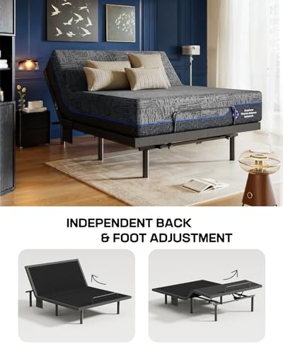 Queen Adjustable Bed Frame with 10-inch Cooling Gel Memory Foam Mattress Q983
