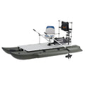 12.5ft Inflatable Pontoon Boat with Black 12V 55LBS Remote Trolling Motor and Foot Control P75957