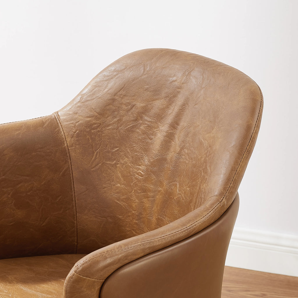 Brown PU Leather Upholstered Dining Chairs Set of 2 D439