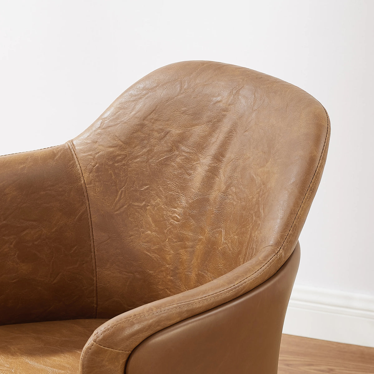 Brown PU Leather Upholstered Dining Chairs Set of 2 D439