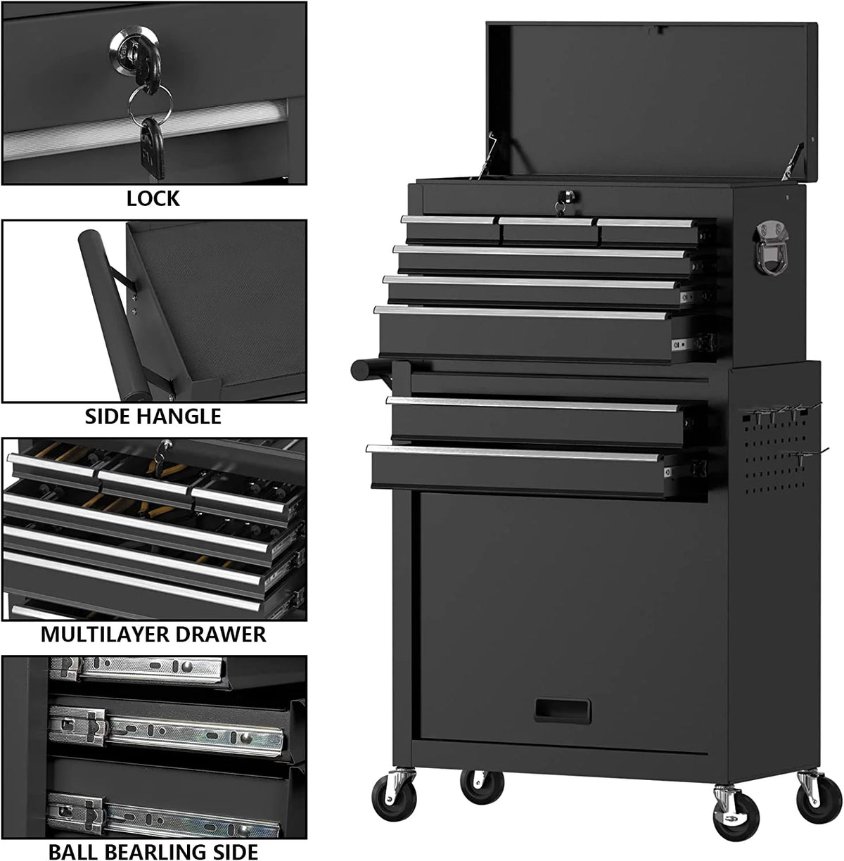 8 Drawer Rolling Tool Chest with Lockable Drawers I769
