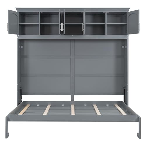 Full Size Murphy Bed with Top Cabinets and Pneumatic Lift F29950