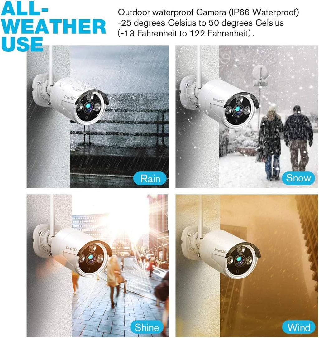 Wireless Security Camera System with 4 Weatherproof Indoor Outdoor IP Camera with 65Ft Night Vision A6226