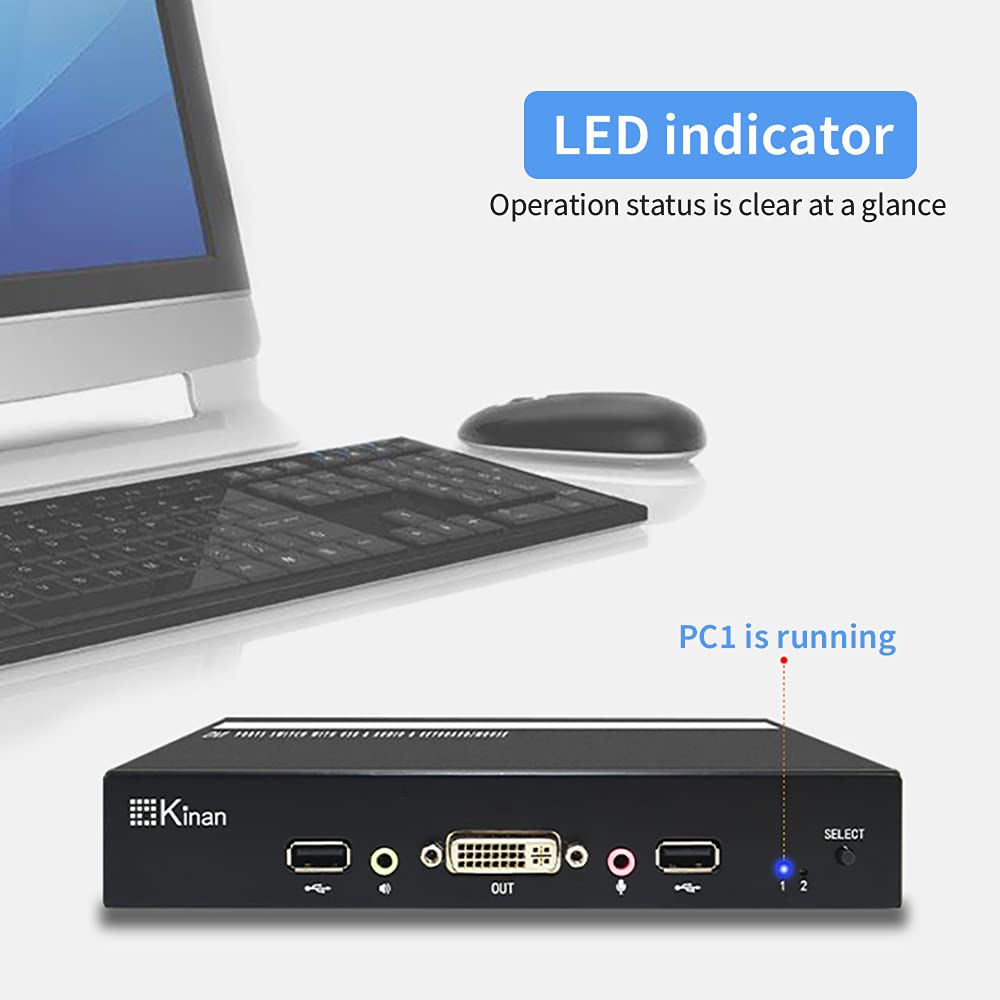 2 Port DVI KVM Switch with Cables, USB Powered, 1920 x 1200@60Hz X72718