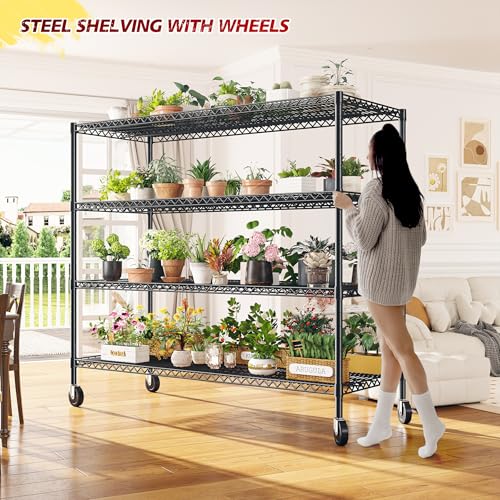 75.6" H Metal Wire Shelving Unit with Wheels D8205