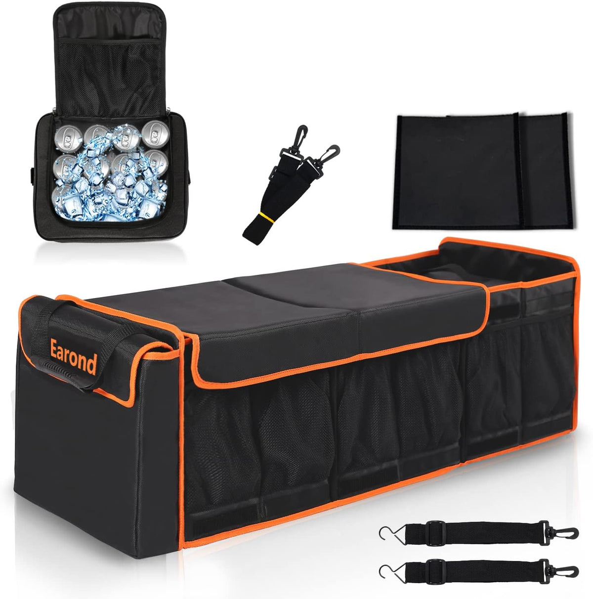 Car Trunk Organizer with Leakproof Cooler Bag, Foldable Cover, Adjustable Securing Straps N101