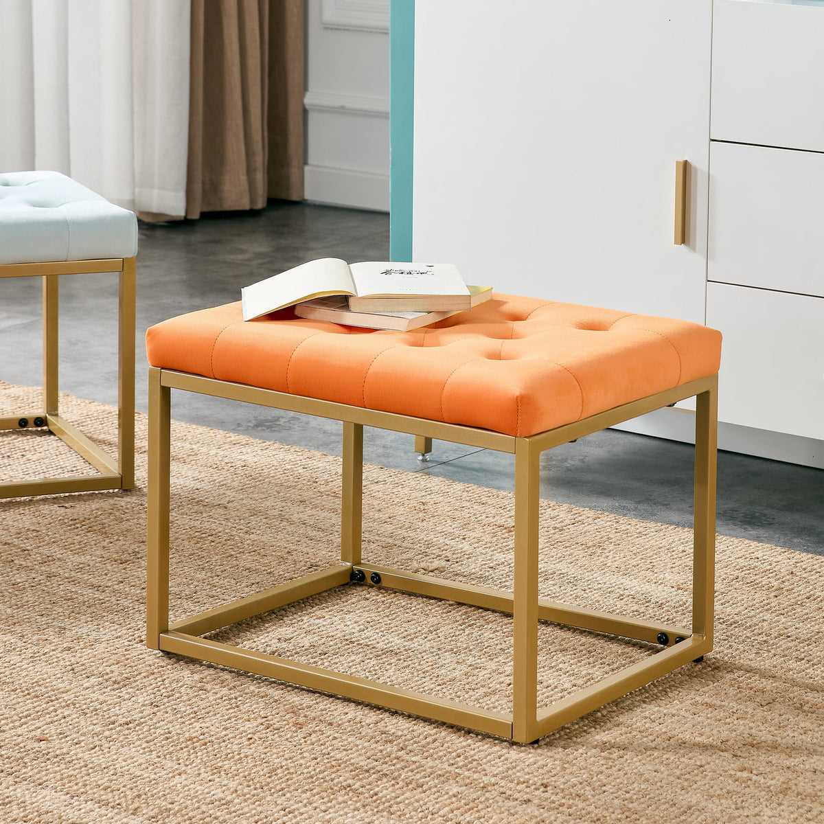 Orange Velvet Shoe Changing Stool Z5759