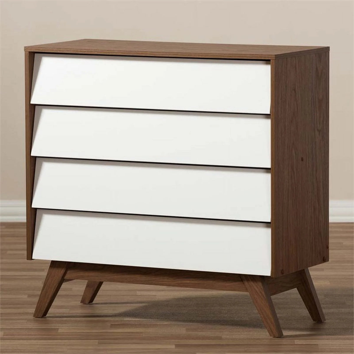 4 Piece 4 Drawer Chest 6 Drawer Dresser and 2 Nightstands J7046