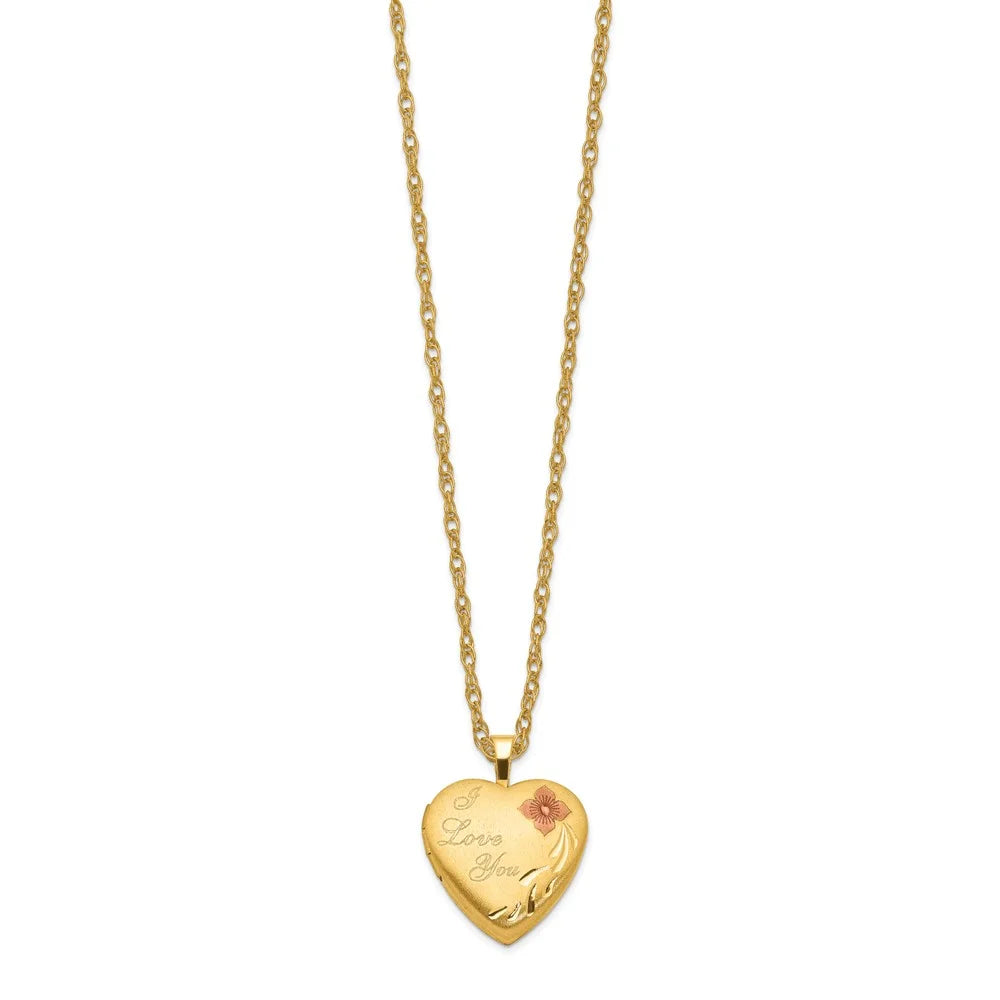 16mm Enameled Flower Heart Locket Necklace V20061