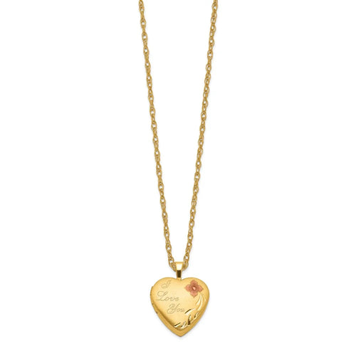 16mm Enameled Flower Heart Locket Necklace V20061