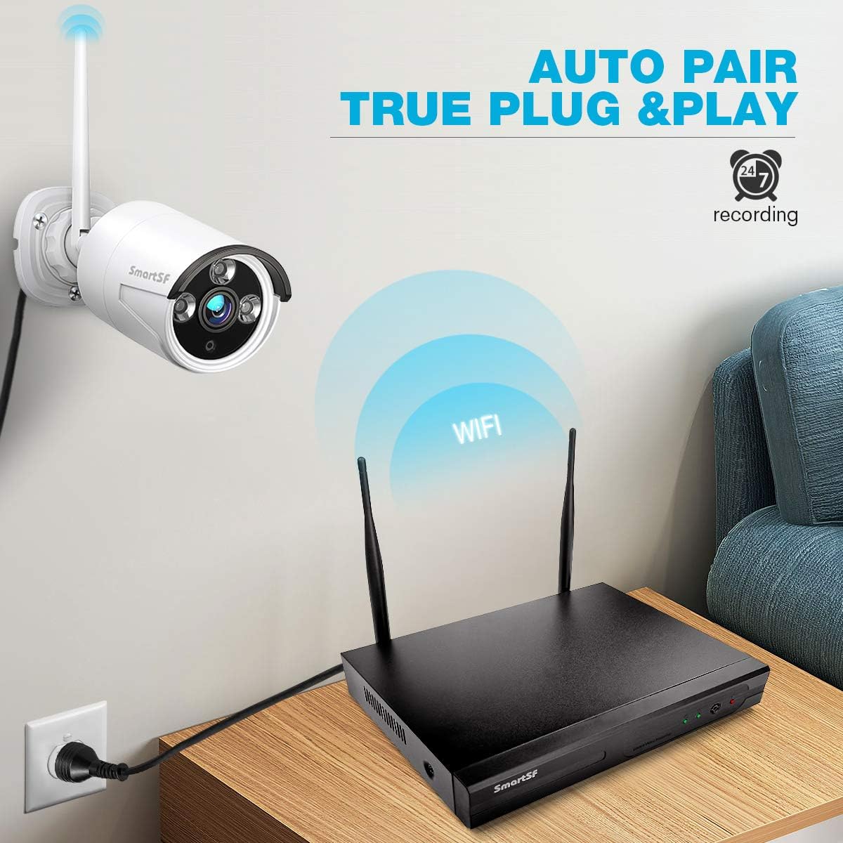 Wireless Security Camera System with 4 Weatherproof Indoor Outdoor IP Camera with 65Ft Night Vision A6226