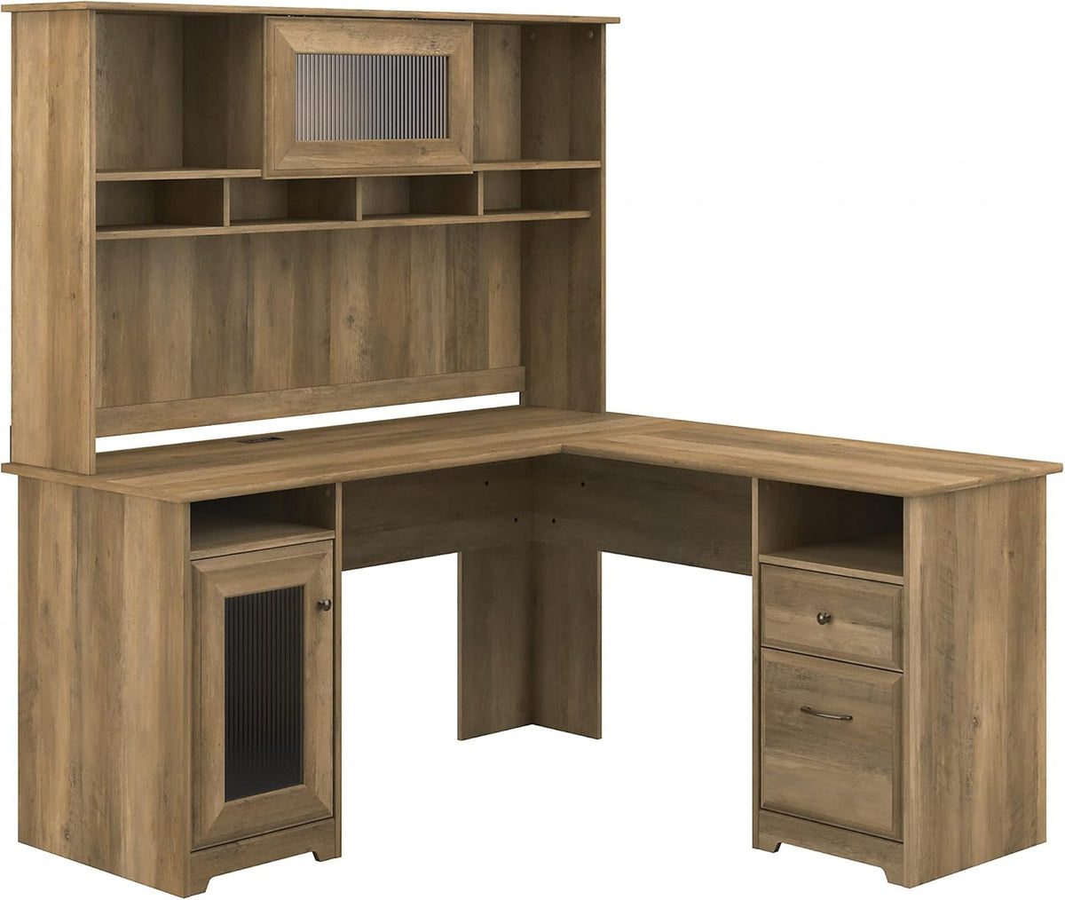 L Shaped Computer Desk with Hutch, 60W, Ash Gray D826649