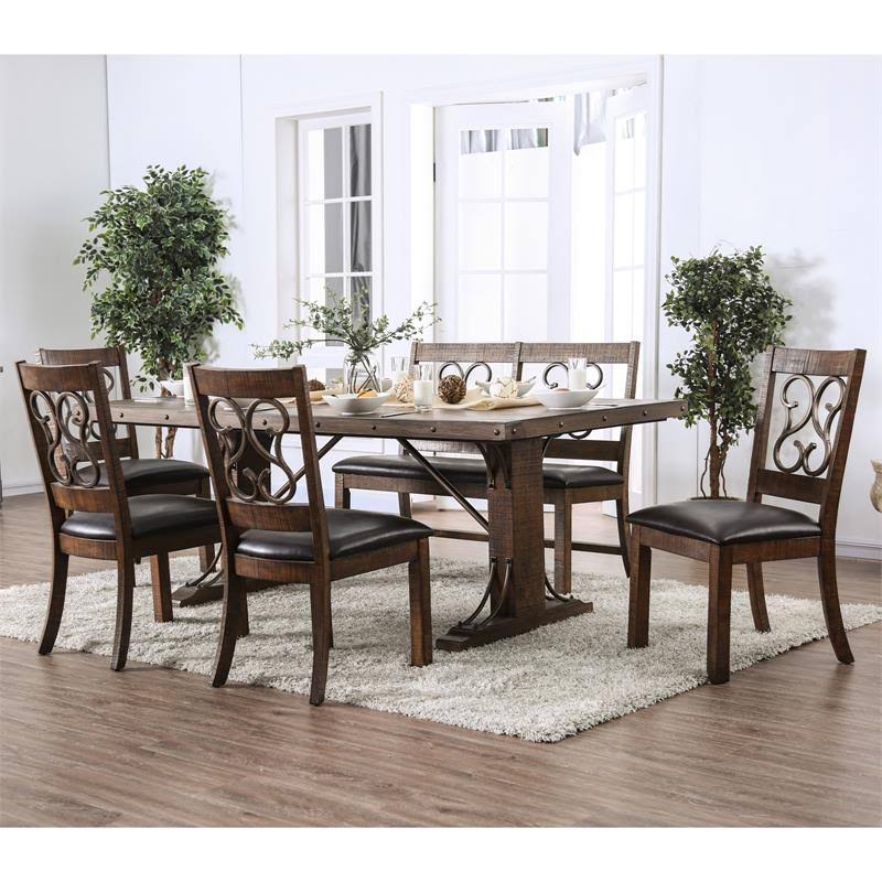 Faux Leather Dining Chair in Walnut (Set of 2) F23494